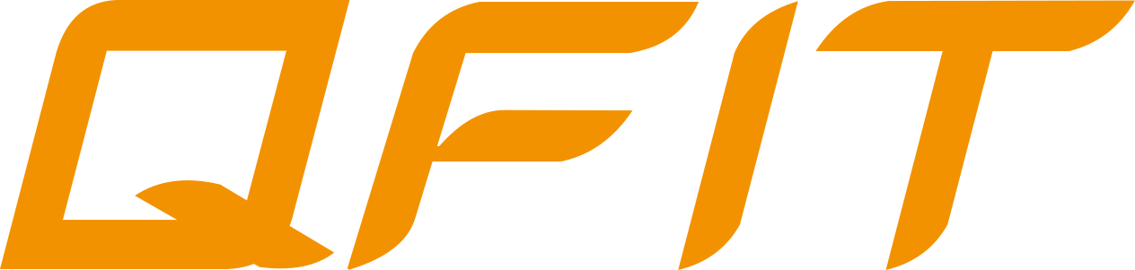 Logotipo Qfit em laranja sobre fundo transparente